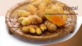  Presentation with curcumin - Amazing slides having curcumin - fresh whole turmeric on bamboo backdrop and a yellow colored foreground