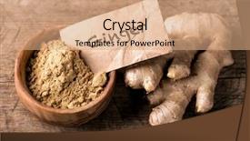  Presentation with curcumin - Slide set featuring curcumin - ginger powder and fresh roots background and a coral colored foreground
