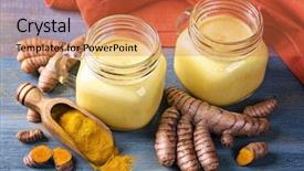  Presentation with beverage - Audience pleasing PPT layouts consisting of curcumin - golden milk beverage with turmeric backdrop and a red colored foreground