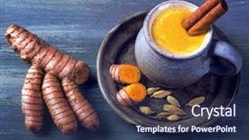  Presentation with curcumin - Cool new theme with curcumin - golden milk beverage with turmeric backdrop and a navy blue colored foreground