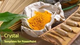  Presentation with curcumin - Beautiful presentation featuring curcumin - tumeric powder spice on wooden backdrop and a tawny brown colored foreground