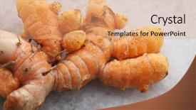  Presentation with turmeric - Beautiful slide set featuring curcumin - turmeric isolated in white background backdrop and a coral colored foreground