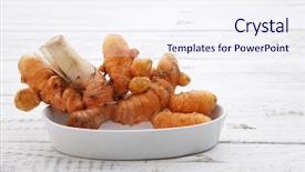  Presentation with curcumin - Presentation theme enhanced with curcumin - turmeric isolated in white background background and a sky blue colored foreground