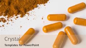  Presentation with turmeric - Colorful slide set enhanced with curcumin-supplements-in-capsules backdrop and a yellow colored foreground