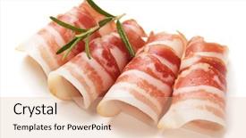  Presentation with bacon - Cool new theme with cure - rolls of pancetta bacon isolated backdrop and a lemonade colored foreground