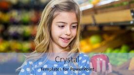  Presentation with cure - Audience pleasing slide deck consisting of cure girl holding an apple in the grocery backdrop and a light blue colored foreground