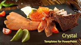  Presentation with salmon fish - PPT layouts featuring cured fish with lime bread and salmon roe background and a tawny brown colored foreground