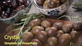  Presentation with olive - PPT theme featuring cured pickled or brined olive background and a  colored foreground