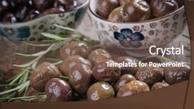  Presentation with olive - Amazing slide set having cured pickled or brined olive backdrop and a violet colored foreground