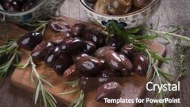  Presentation with fruit and veg - Slide deck with cured pickled or brined olive background and a  colored foreground