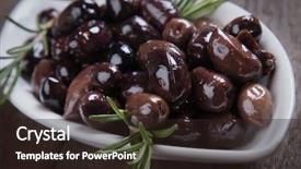  Presentation with olive - Slides consisting of cured pickled or brined olive background and a  colored foreground