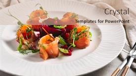  Presentation with salmon fish - Presentation featuring cured-salmon-gravlax-with-beet background and a soft green colored foreground