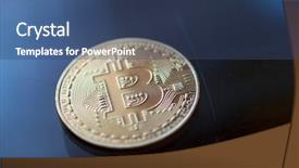  Presentation with blue gold - PPT theme having curency on blue glass background background and a  colored foreground