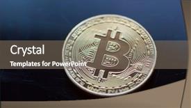  Presentation with blue gold - Theme featuring curency on blue glass background background and a  colored foreground