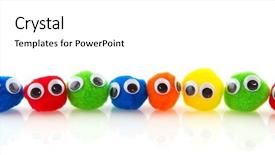  Presentation with different - Presentation theme having curious balls in different colors background and a  colored foreground