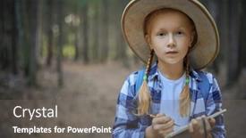  Presentation with adventure - Slide set featuring curious-girl-in-pith-helmet background and a gray colored foreground