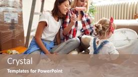  Presentation with curiosity - Beautiful presentation theme featuring curious-little-girl-looking backdrop and a coral colored foreground