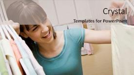  Presentation with closet - PPT theme enhanced with adolescent puberty - curious teenager searching in closet background and a soft green colored foreground