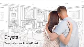  Presentation with military - Colorful theme enhanced with curious young military couple looking backdrop and a light gray colored foreground