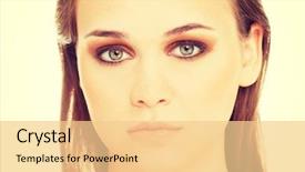  Presentation with head - Amazing theme having s curity - beautiful caucasian's head and shoulders backdrop and a  colored foreground