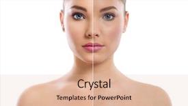  Presentation with skin care - PPT theme enhanced with s curity - beautiful woman's portrait isolated background and a lemonade colored foreground