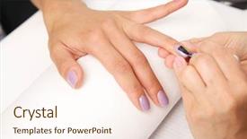  Presentation with nail salon beauty nails concept - Theme enhanced with s curity - manicure beautiful manicured woman's nails background and a  colored foreground