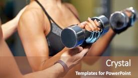  Presentation with woman sport - Beautiful theme featuring curl - fitness sport bodybuilding and weightlifting backdrop and a red colored foreground