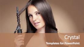  Presentation with swimming beautiful girl swims underwater - Slide set with portrait of a young businesswoman sitting at her desk in a bright modern office and smiling at the camera while using her mobile phone background and a light gray colored foreground