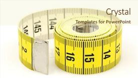  Presentation with tape measure - Colorful PPT theme enhanced with curled up tape measure on a white background backdrop and a cream colored foreground