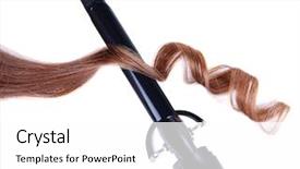  Presentation with curling - Beautiful slide deck featuring curling iron isolated on white backdrop and a white colored foreground