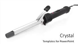  Presentation with curling - PPT theme enhanced with curling iron isolated on a white background background and a white colored foreground