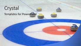  Presentation with curling - Beautiful presentation theme featuring curling stones equipment backdrop and a light gray colored foreground