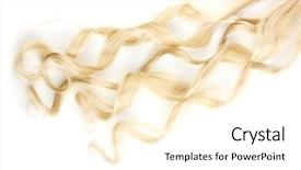  Presentation with curly hair - Amazing slide set having curly blond hair isolated on white backdrop and a white colored foreground