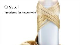  Presentation with hair shampoo - PPT theme consisting of curly blond hair with shampoo background and a white colored foreground