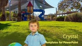  Presentation with globe - Theme having curly-blue-eyed-boy background and a tawny brown colored foreground