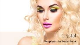  Presentation with glamour - Colorful theme enhanced with bio shampoo - curly hair glamour lady beauty backdrop and a lemonade colored foreground