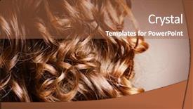  Presentation with hair tools and hairdressing concept - PPT layouts having curly hair hairdressing wave natural background and a tawny brown colored foreground