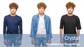  Presentation with virile young men - Audience pleasing PPT layouts consisting of curly hair over isolated white backdrop and a  colored foreground