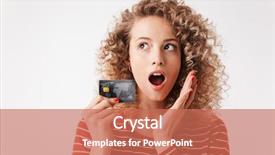  Presentation with credit card - Amazing presentation design having curly hair showing credit card backdrop and a coral colored foreground