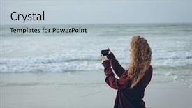  Presentation with amsterdam historical beautiful view - Presentation design featuring curly hair taking a picture background and a  colored foreground