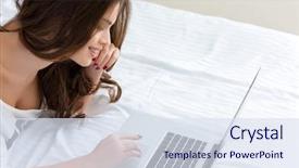  Presentation with long hair - Colorful presentation design enhanced with curly hair typing with keybord backdrop and a sky blue colored foreground