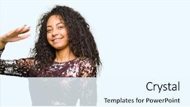  Presentation with curly hair - PPT theme having curly hair wearing night party background and a cool aqua colored foreground