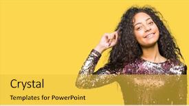  Presentation with hair dress - Cool new slide set with curly hair wearing night backdrop and a yellow colored foreground