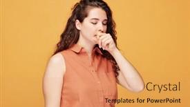  Presentation with sneezing - Amazing presentation theme having curly-haired-girl-coughing backdrop and a coral colored foreground