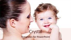  Presentation with mom baby - Cool new presentation design with curly laughing baby and mom backdrop and a lemonade colored foreground