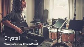  Presentation with sing - Colorful PPT theme enhanced with curly-male-sing-reading-lyric backdrop and a dark gray colored foreground