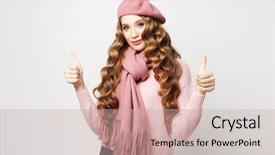  Presentation with nail salon beauty nails concept - Colorful slides enhanced with curly perfect hairstyle wearing pink backdrop and a soft green colored foreground