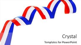  Presentation with red white blue - Audience pleasing PPT theme consisting of curly ribbons isolated on white backdrop and a white colored foreground
