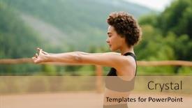  Presentation with exercise - PPT theme with curly-woman-doing-exercise-during background and a  colored foreground