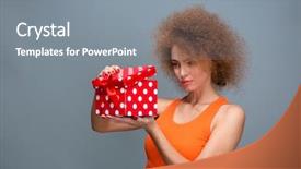  Presentation with orange - PPT layouts consisting of curly young woman in orange background and a gray colored foreground